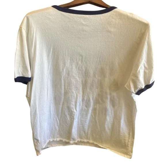 Disney White Ringer Tee with Navy Trim "Make Mine Marvel" Graphic Superhero Top - Picture 2 of 4